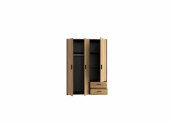 Kleerkast Mokkaro 145cm - decor - zwart & kastanje eik- Draaideurkast|Draaideurkast