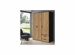 Kleerkast Mokkaro 145cm - decor - zwart & kastanje eik- Draaideurkast|Draaideurkast