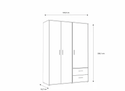 Kleerkast Mokkaro 145cm - decor - zwart & kastanje eik- Draaideurkast|Draaideurkast