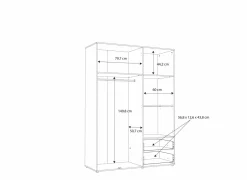 Kleerkast Mokkaro 145cm - decor - zwart & kastanje eik- Draaideurkast|Draaideurkast