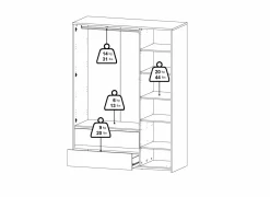 Kleerkast Next 149x58xH202cm - decor - wit & jackson hickory- Draaideurkast|Draaideurkast