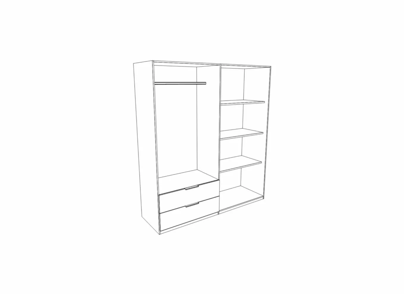 Draaideurkast|Draaideurkast|Kleerkast Orleans 181cm - decor - wit