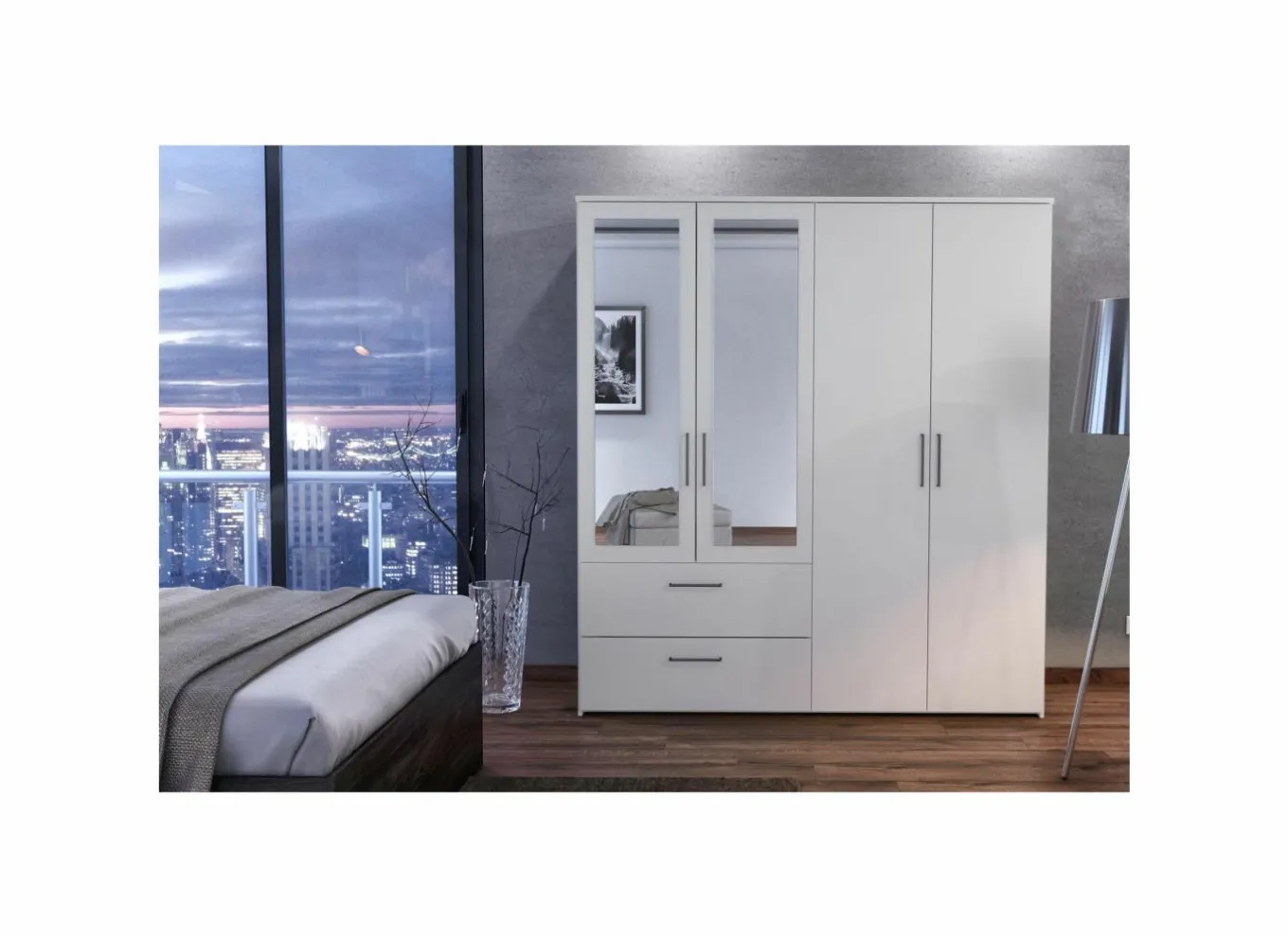 Draaideurkast|Draaideurkast|Kleerkast Orleans 181cm - decor - wit