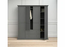 Kleerkast Paris 181cm - decor - mat grijs- Draaideurkast|Draaideurkast