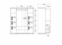 Kleerkast Paris 181cm - decor - mat grijs- Draaideurkast|Draaideurkast