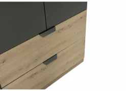 Draaideurkast|Draaideurkast|Kleerkast Quadraspin 226cm - decor - artisanale eik/ metallic grijs