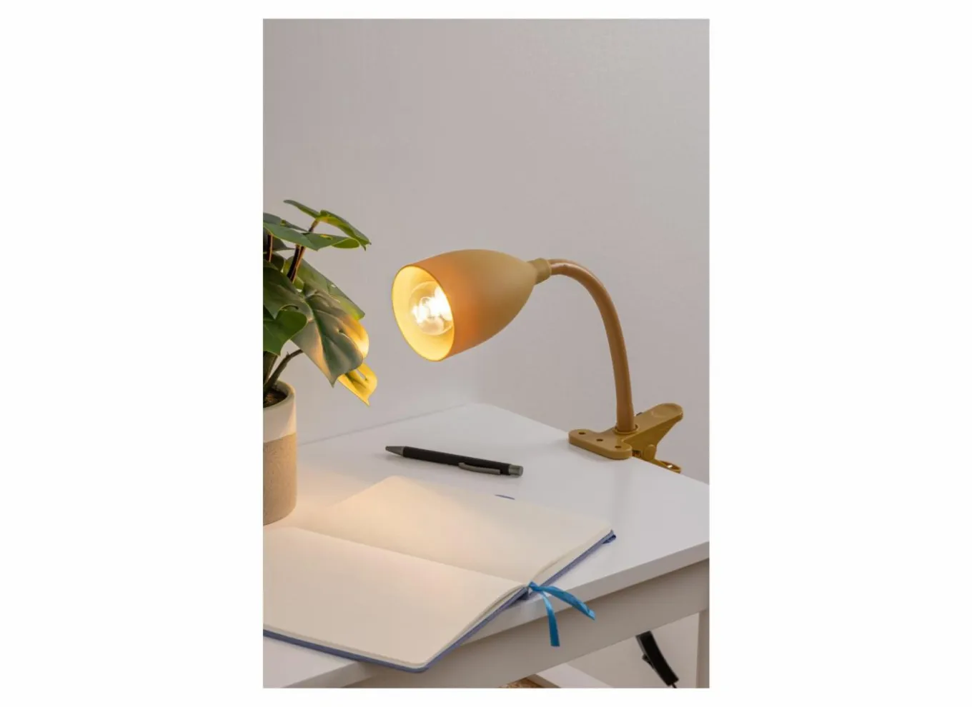 Nachtlampjes|Kinderbureaulampen|Klemlamp Sily 43x8cm - metaal/kunststof - oker
