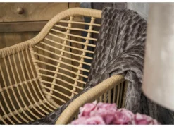 Tuinstoelen|Eetkamerstoelen|Kuipstoel Flores 58x62x81cm - polyethyleen - naturel/zwart