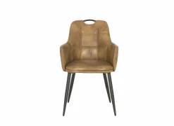 Eetkamerstoelen|Fauteuils|Kuipstoel 58,5x53x87,5cm - lederlook - cognac