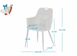 Kuipstoel 58,5x53x87,5cm - stof - antraciet- Eetkamerstoelen|Fauteuils