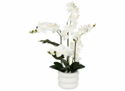Kunstbloemen|Kunstplanten|Kunstplant Orchidee H60cm - kunststof/keramiek - wit