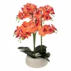 Kunstbloemen|Kunstplanten|Kunstplant Orchidee H60cm - kunststof/keramiek - oranje