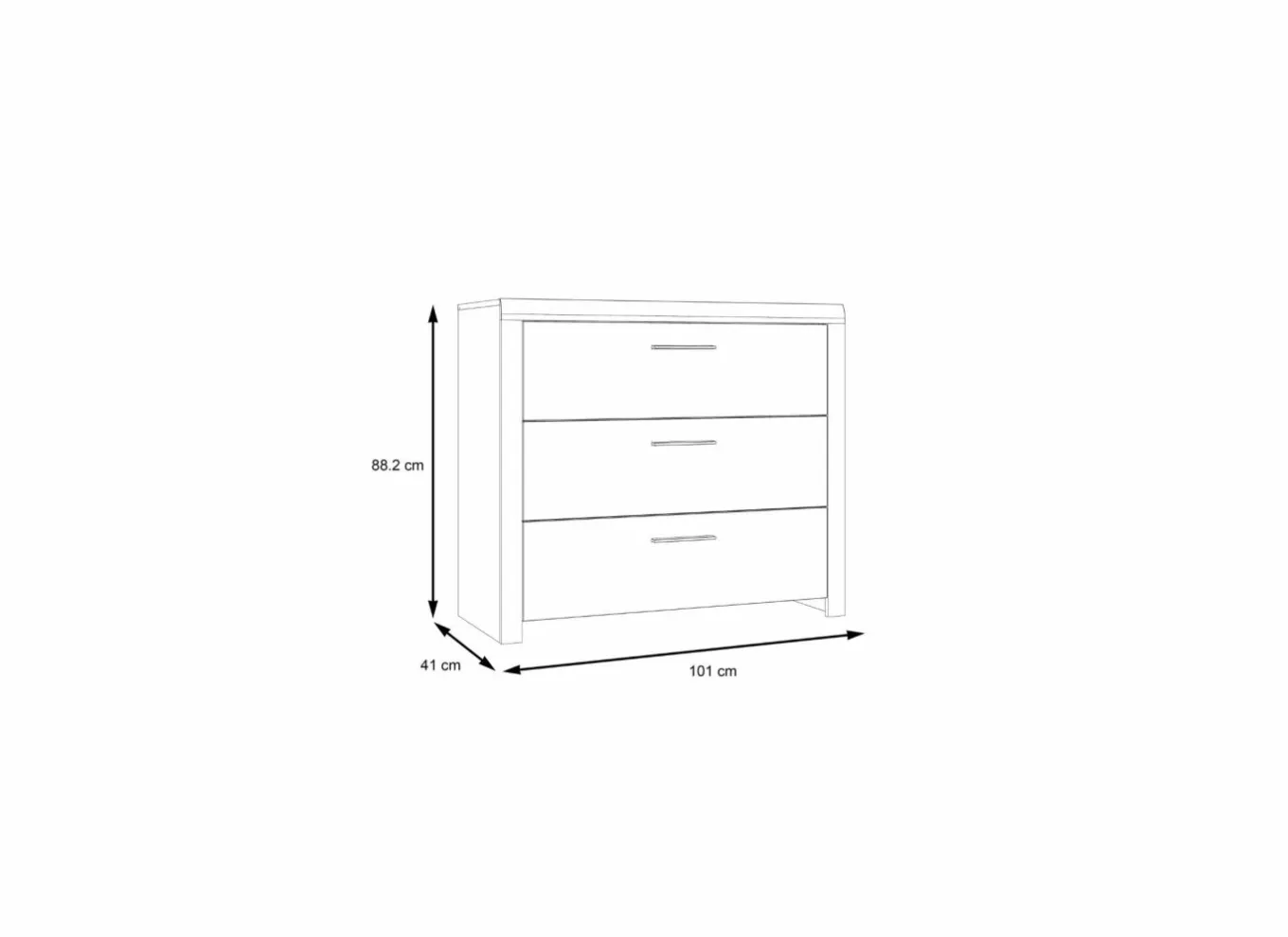 Commode|Commode|Ladekast Dalate 101x41x88,2cm - decor - kastanje eik/mat zwart