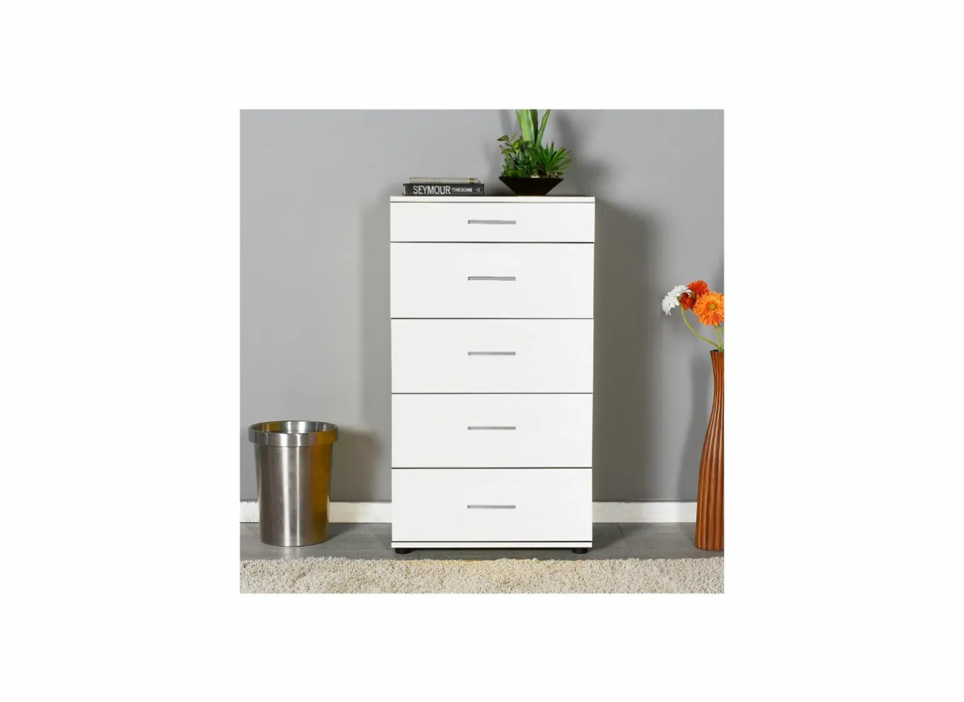 Commode|Commode|Ladekast Komodo 60x40x108cm - melamine - wit