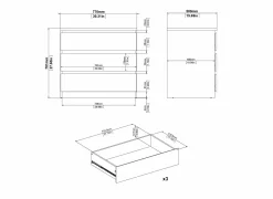 Ladekast Naia 77x50x71cm - MDF - zwart- Commode|Commode