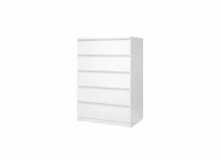 Ladekast Naia 77x50x112cm - melamine - wit hoogglans- Commode|Commode