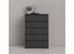 Commode|Commode|Ladekast Naia 77x50x112cm - melamine - mat zwart