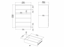 Commode|Commode|Ladekast Naia 77x50x112cm - melamine - mat zwart