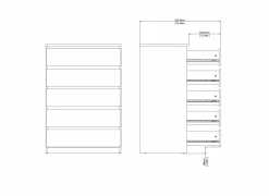 Commode|Commode|Ladekast Naia 77x50x112cm - melamine - mat zwart