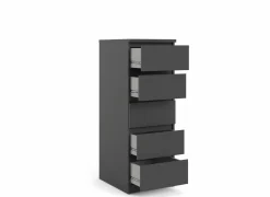 Ladekast Naia 41x50x111cm - melamine - mat zwart- Commode|Commode