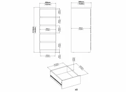 Ladekast Naia 41x50x111cm - melamine - mat zwart- Commode|Commode