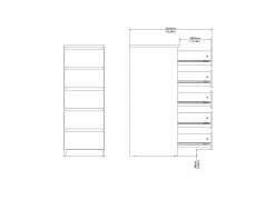 Ladekast Naia 41x50x111cm - melamine - mat zwart- Commode|Commode