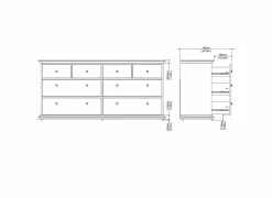Commode|Commode|Ladekast Paris 183x49x87cm - decor - wit