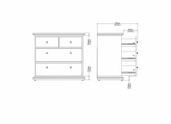 Commode|Commode|Ladekast Paris 97x49x87cm  - decor - mat grijs