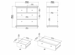 Commode|Commode|Ladekast Paris 97x49x87cm  - decor - mat grijs