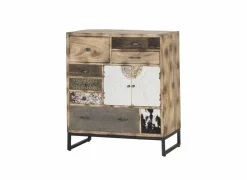 Bijzetkasten|Bijzetkasten|Ladekast Raffles 90x40x100cm - mango massief  - bruin & multikleur