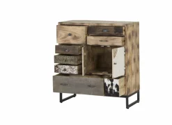 Bijzetkasten|Bijzetkasten|Ladekast Raffles 90x40x100cm - mango massief  - bruin & multikleur