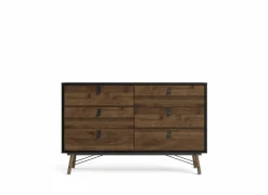 Commode|Commode|Ladekast Ry 151x41x95cm - decor - mat zwart/okkernoot