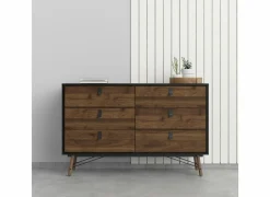 Commode|Commode|Ladekast Ry 151x41x95cm - decor - mat zwart/okkernoot