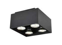 LED spot met 4 spots 5W GU10 zwart- Opbouwspots|Opbouwspots