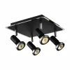 Opbouwspots|Opbouwspots|LED spot met 4 spots 5W GU10 chroom zwart