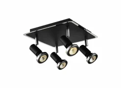 Opbouwspots|Opbouwspots|LED spot met 4 spots 5W GU10 chroom zwart