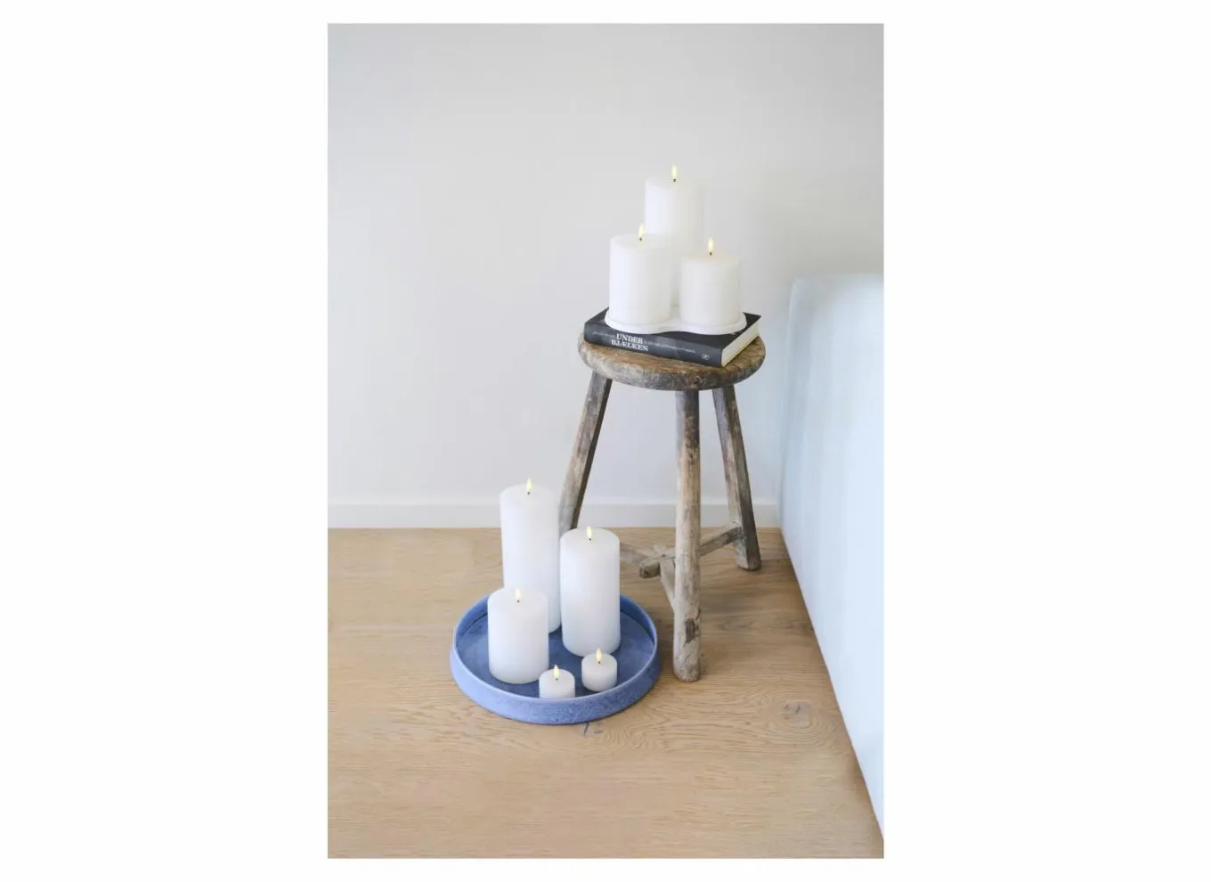 Kerstdecoratie|Kaars & Houder|Ledkaars Sille Rechargeable wit set van 2