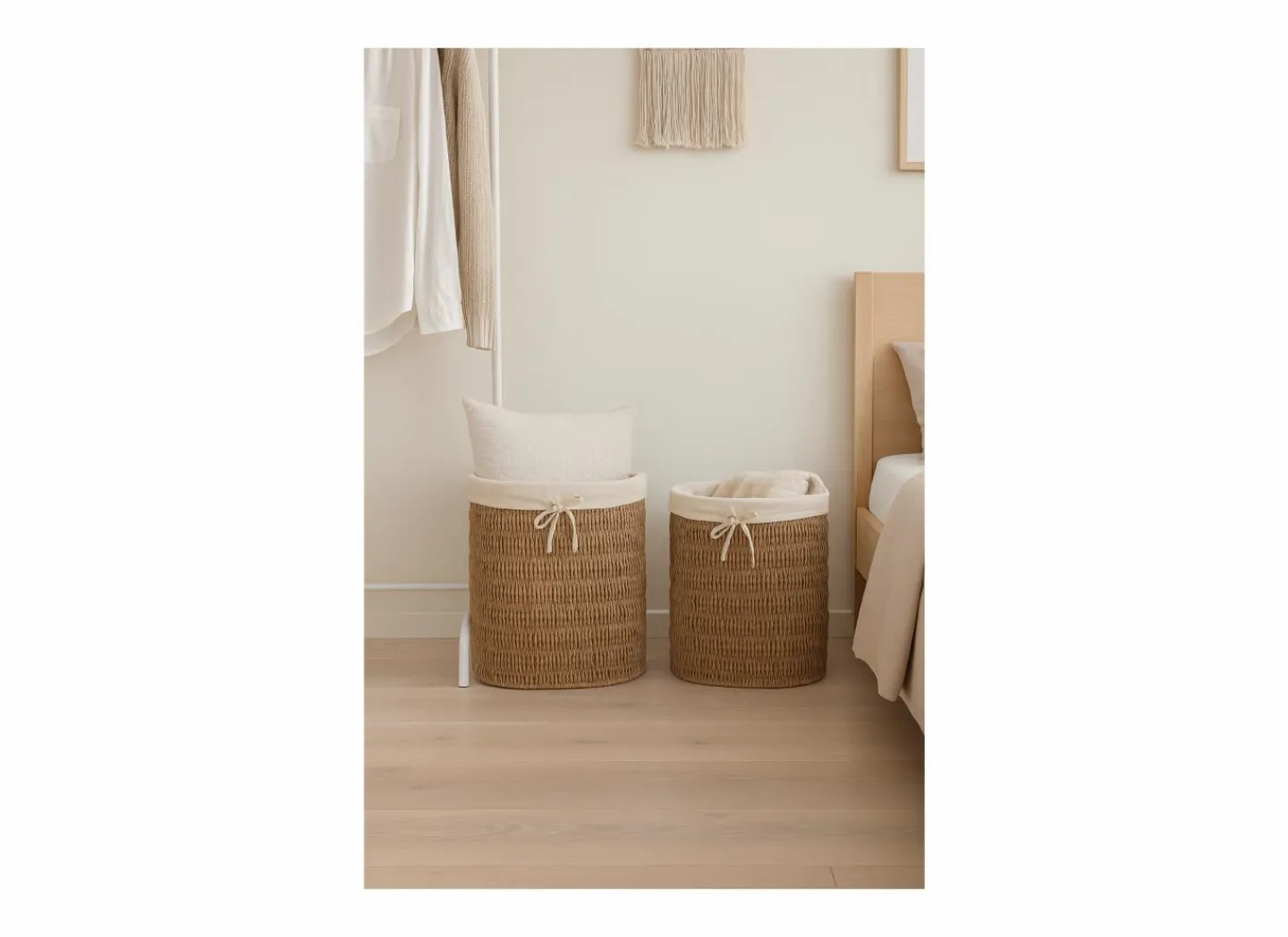 Linnenmand Zea set van 2 - zeegras - beige- Opbergmanden|Linnenmanden