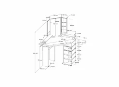 Make-up tafel Sweet met spiegel 114x114x142cm- Make-Up Tafels