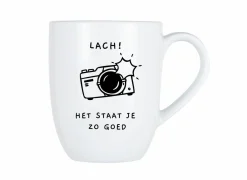 Cosy & Trendy Koffietassen|Koffietassen|Mok Cosy Lach! Het staat je zo goed 53cl - porselein - wit
