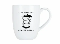 Cosy & Trendy Koffietassen|Koffietassen|Mok Cosy Life Happens 53cl - porselein - wit