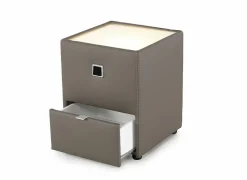 Nachtkastje|Nachtkastje Lancy 42,5x45x53cm - lederlook - bruin