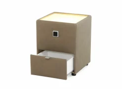 Nachtkastje|Nachtkastje Lancy 42,5x45x53cm - lederlook - taupe