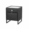 Nachtkastje|Nachtkastje Linea 44,5x44,5x43cm - lederlook - zwart