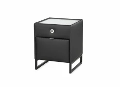 Nachtkastje|Nachtkastje Linea 44,5x44,5x43cm - lederlook - zwart