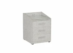 Nachtkastje|Nachtkastje Moon 48x47x62cm - stof & glas - grijs