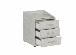 Nachtkastje|Nachtkastje Moon 48x47x62cm - stof & glas - grijs