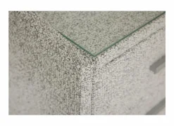 Nachtkastje|Nachtkastje Moon 48x47x62cm - stof & glas - grijs