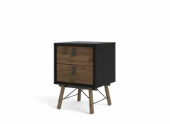 Nachttafels|Nachtkastje|Nachtkastje Ry 44x41x60cm - decor - matzwart & okkernoot