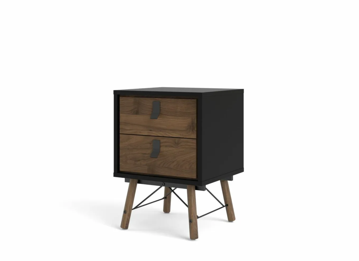 Nachttafels|Nachtkastje|Nachtkastje Ry 44x41x60cm - decor - matzwart & okkernoot